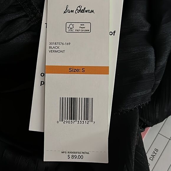 SAM EDELMAN WOMEN’S VERMONT RUFFLED COLLAR PEPLUM BLOUSE IN BLACK SIZE SMALL NWT - Picture 5 of 5